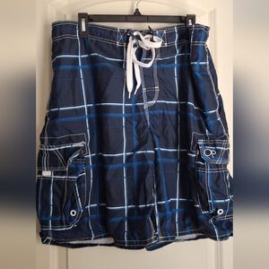OP OCEAN PACIFIC L 36/38 Men's Swim Suit Board Shorts Drawstring Navy Blue Summe